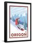 Snowboarder Scene, Oregon-Lantern Press-Framed Art Print