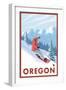 Snowboarder Scene, Oregon-Lantern Press-Framed Art Print