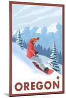 Snowboarder Scene, Oregon-Lantern Press-Mounted Art Print