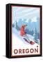 Snowboarder Scene, Oregon-Lantern Press-Framed Stretched Canvas