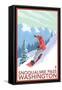 Snowboarder Scene - Snoqualmie Pass, Washington-Lantern Press-Framed Stretched Canvas