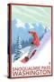 Snowboarder Scene - Snoqualmie Pass, Washington-Lantern Press-Stretched Canvas