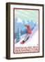 Snowboarder Scene - Snoqualmie Pass, Washington-Lantern Press-Framed Art Print