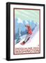 Snowboarder Scene - Snoqualmie Pass, Washington-Lantern Press-Framed Art Print