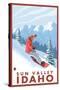 Snowboarder Scene, Sun Valley, Idaho-Lantern Press-Stretched Canvas