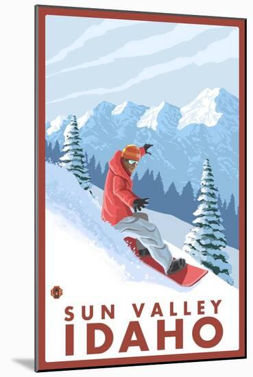 Snowboarder Scene, Sun Valley, Idaho-Lantern Press-Mounted Art Print