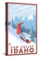 Snowboarder Scene, Sun Valley, Idaho-Lantern Press-Stretched Canvas