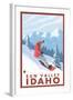 Snowboarder Scene, Sun Valley, Idaho-Lantern Press-Framed Art Print