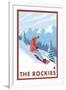 Snowboarder Scene, The Rockies-Lantern Press-Framed Art Print