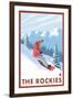 Snowboarder Scene, The Rockies-Lantern Press-Framed Art Print