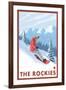 Snowboarder Scene, The Rockies-Lantern Press-Framed Art Print