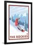 Snowboarder Scene, The Rockies-Lantern Press-Framed Art Print