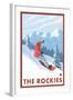 Snowboarder Scene, The Rockies-Lantern Press-Framed Art Print