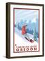 Snowboarder Scene, Timberline Lodge, Oregon-Lantern Press-Framed Art Print