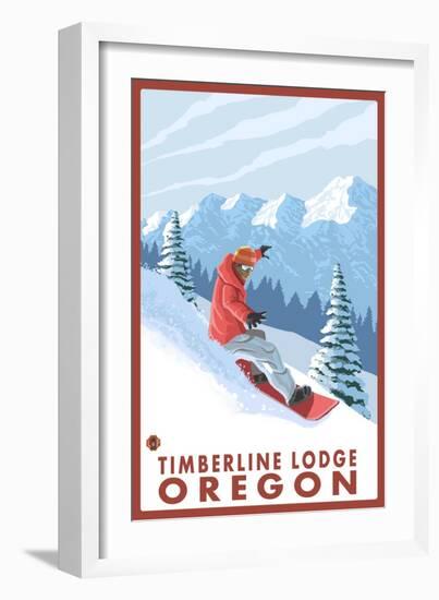 Snowboarder Scene, Timberline Lodge, Oregon-Lantern Press-Framed Art Print