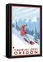 Snowboarder Scene, Timberline Lodge, Oregon-Lantern Press-Framed Stretched Canvas
