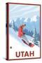 Snowboarder Scene - Utah-Lantern Press-Stretched Canvas