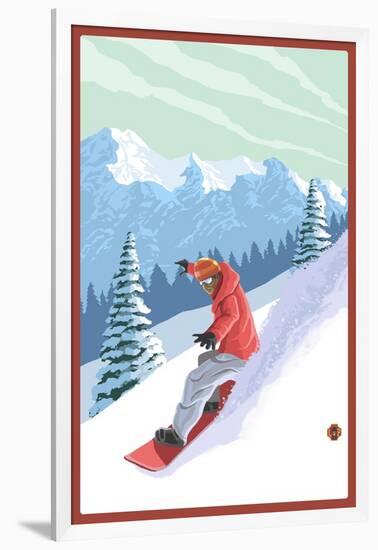 Snowboarder-Lantern Press-Framed Art Print