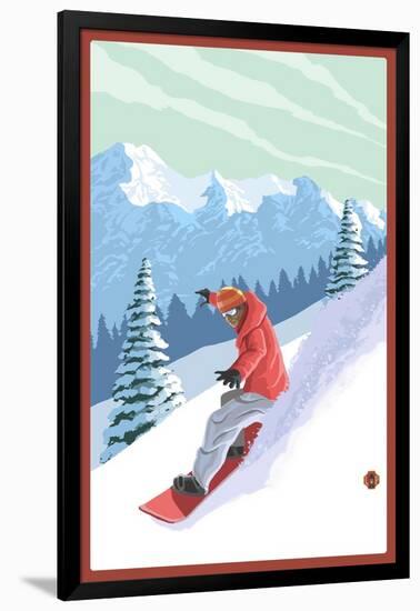 Snowboarder-Lantern Press-Framed Art Print