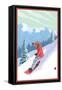 Snowboarder-Lantern Press-Framed Stretched Canvas