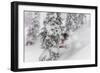 Snowboarding in powder at Whitefish Mountain, Montana, USA-Chuck Haney-Framed Photographic Print