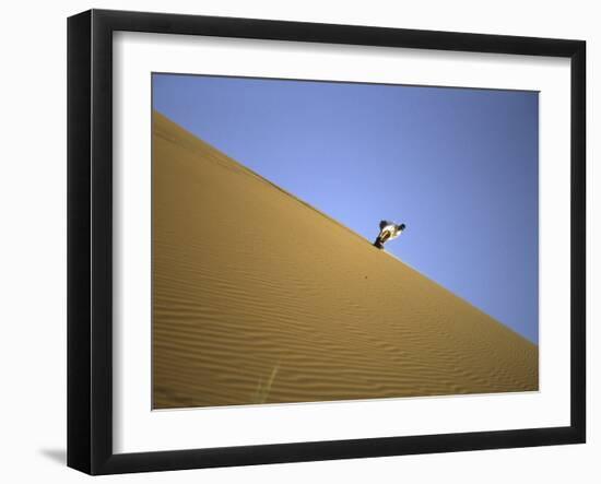 Snowboarding on Sanddunes, Morocco-Michael Brown-Framed Premium Photographic Print