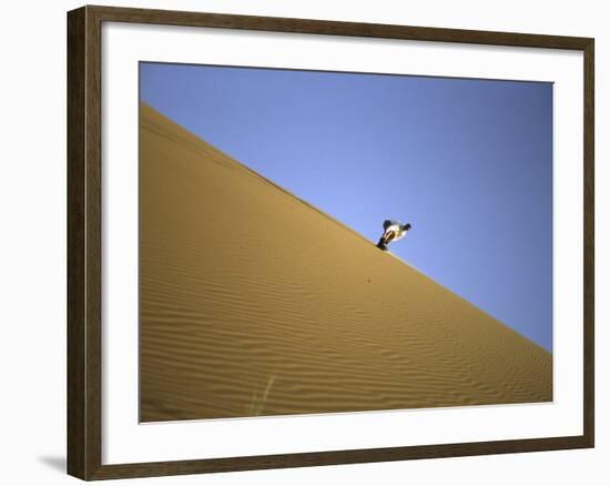 Snowboarding on Sanddunes, Morocco-Michael Brown-Framed Photographic Print