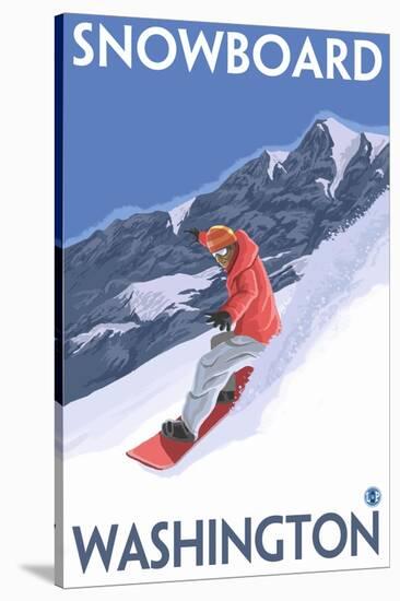 Snowboarding, Washington-Lantern Press-Stretched Canvas