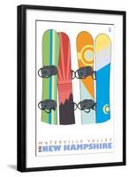 Snowboards in the Snow, Waterville Valley, New Hampshire-Lantern Press-Framed Art Print