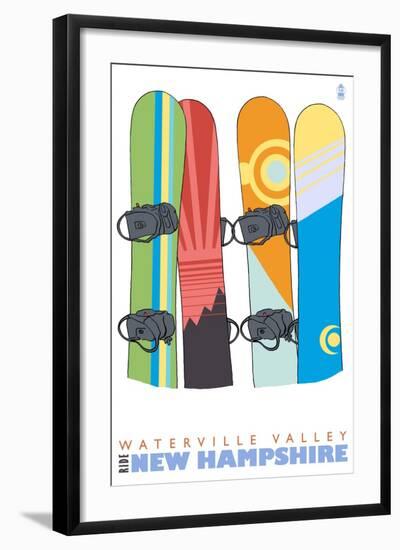 Snowboards in the Snow, Waterville Valley, New Hampshire-Lantern Press-Framed Art Print