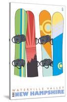 Snowboards in the Snow, Waterville Valley, New Hampshire-Lantern Press-Stretched Canvas