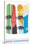 Snowboards in the Snow, Waterville Valley, New Hampshire-Lantern Press-Stretched Canvas