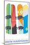 Snowboards in the Snow, Waterville Valley, New Hampshire-Lantern Press-Mounted Art Print
