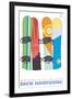 Snowboards in the Snow, Waterville Valley, New Hampshire-Lantern Press-Framed Art Print