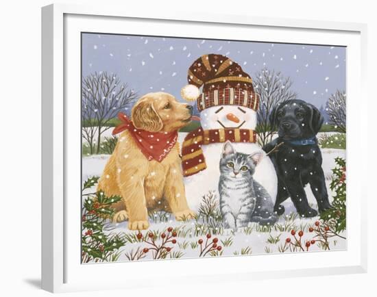 Snowboy with Little Friends-William Vanderdasson-Framed Giclee Print