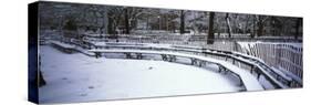 Snowcapped Benches in a Park, Washington Square Park, Manhattan, New York, USA-null-Stretched Canvas