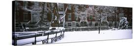 Snowcapped Benches in a Park, Washington Square Park, Manhattan, New York, USA-null-Stretched Canvas