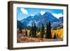 Snowcapped Maroon Bells-Snowmass Wilderness in autumn.-Mallorie Ostrowitz-Framed Photographic Print