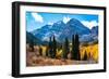 Snowcapped Maroon Bells-Snowmass Wilderness in autumn.-Mallorie Ostrowitz-Framed Photographic Print