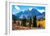 Snowcapped Maroon Bells-Snowmass Wilderness in autumn.-Mallorie Ostrowitz-Framed Photographic Print