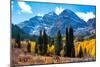 Snowcapped Maroon Bells-Snowmass Wilderness in autumn.-Mallorie Ostrowitz-Mounted Photographic Print