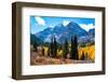 Snowcapped Maroon Bells-Snowmass Wilderness in autumn.-Mallorie Ostrowitz-Framed Photographic Print