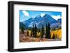 Snowcapped Maroon Bells-Snowmass Wilderness in autumn.-Mallorie Ostrowitz-Framed Photographic Print