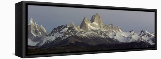 Snowcapped Mountain Range, Mt Fitzroy, Argentine Glaciers National Park, Santa Cruz Province-null-Framed Stretched Canvas