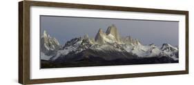 Snowcapped Mountain Range, Mt Fitzroy, Argentine Glaciers National Park, Santa Cruz Province-null-Framed Photographic Print