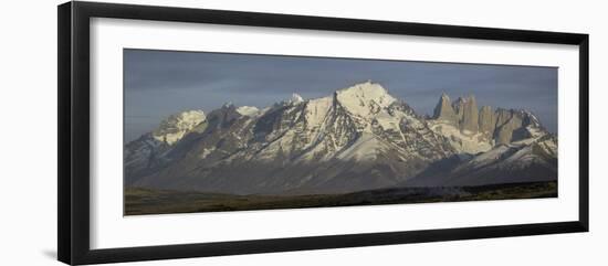 Snowcapped Mountain Range, Paine Massif, Torres Del Paine National Park, Magallanes Region-null-Framed Photographic Print