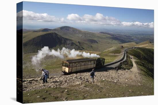 Snowdon Mountain Railway Train and the Llanberis Path-Stuart Black-Stretched Canvas