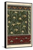 Snowdrop, Galanthus nivalis, as design motif in wallpaper, borders and fabrics.-null-Framed Stretched Canvas