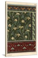 Snowdrop, Galanthus nivalis, as design motif in wallpaper, borders and fabrics.-null-Stretched Canvas