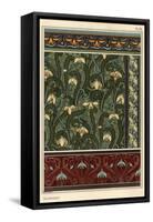 Snowdrop, Galanthus nivalis, as design motif in wallpaper, borders and fabrics.-null-Framed Stretched Canvas